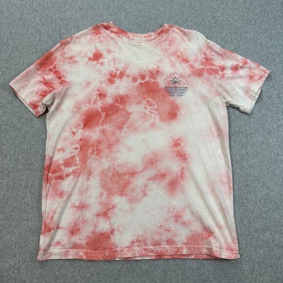 Quiksilver Shirt Mens L Crew Neck Tie Dye White Red Graphic Tee Short Sleeve - Picture 1 of 4